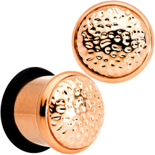 Load image into Gallery viewer, Rose Gold Tone Hammered Finish Single Flare Plug Set 6mm to 16mm Sizes

