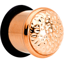 Load image into Gallery viewer, Rose Gold Tone Hammered Finish Single Flare Plug Set 6mm to 16mm Sizes
