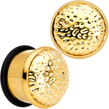 Load image into Gallery viewer, Gold Tone Hammered Finish Single Flare Plug Set 6mm to 16mm Sizes

