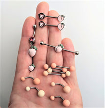 Load image into Gallery viewer, Peaches and Cream Matte Barbell Tongue Ring Set of 4
