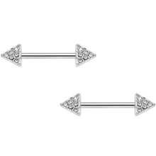 Load image into Gallery viewer, 14G 9/16 Clear Gem Triangle End Barbell Nipple Ring Set of 4
