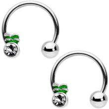 Load image into Gallery viewer, 14G 9/16 Clear Gem Pineapple Hoseshoe Nipple Ring Set
