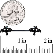 将图片加载到图库查看器，14G 9/16 Itty Bitty Black Bats Barbell Nipple Ring Set
