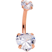 将图片加载到图库查看器，Clear Gem Rose Gold Hue Round Rhombus Heart Star Belly Ring Set of 4

