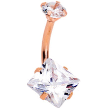 将图片加载到图库查看器，Clear Gem Rose Gold Hue Round Rhombus Heart Star Belly Ring Set of 4
