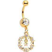 Load image into Gallery viewer, Clear Gem Gold Tone Constellation of Gems Dangle Belly Ring
