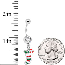 Load image into Gallery viewer, Clear Gem Hang Your Christmas Stocking Dangle Belly Ring

