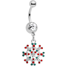 将图片加载到图库查看器，Red Green Gem Winter Blizzard Dangle Belly Ring
