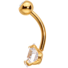 Load image into Gallery viewer, Clear Gem Gold Tone Large and Small Gem Belly Ring

