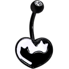 Load image into Gallery viewer, Clear Gem Black White Cat Lover Silhouette Belly Ring
