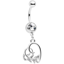 Load image into Gallery viewer, Clear Gem Scrolling Embellished Heart Dangle Belly Ring

