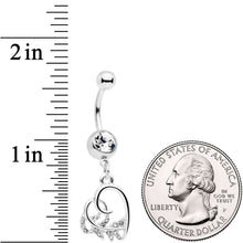 Load image into Gallery viewer, Clear Gem Scrolling Embellished Heart Dangle Belly Ring
