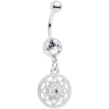 将图片加载到图库查看器，Clear Gem Ring Around a Snowflake Dangle Belly Ring
