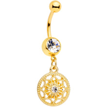将图片加载到图库查看器，Color Gem Gold Tone Ring Around a Snowflake Dangle Belly Ring
