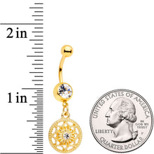 将图片加载到图库查看器，Color Gem Gold Tone Ring Around a Snowflake Dangle Belly Ring
