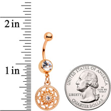 Load image into Gallery viewer, Color Gem Rose Gold Tone Ring Around a Snowflake Dangle Belly Ring
