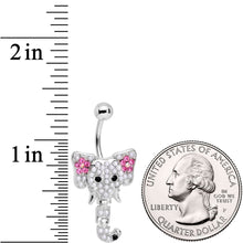 将图片加载到图库查看器，Clear Pink Gem Hinged Trunk Elephant Dangle Belly Ring

