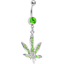 将图片加载到图库查看器，Green Gem 420 Somewhere Marijuana Dangle Belly Ring
