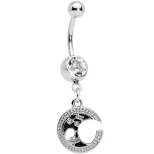 Load image into Gallery viewer, Clear Gem Moon Treble Clef Dangle Belly Ring Set of 2
