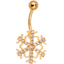 Load image into Gallery viewer, Clear Gem Gold Tone Winter Snowflake Belly Ring Set of 4
