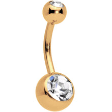 Load image into Gallery viewer, Clear Gem Gold Tone Winter Snowflake Belly Ring Set of 4
