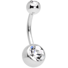 Load image into Gallery viewer, Clear Gem Gold Tone Red Holiday Cupcake Belly Ring Set of 4
