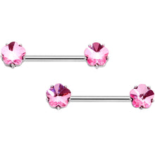Load image into Gallery viewer, 14G 5/8 1/2 Pink Gem Horseshoe Barbell Nipple Ring Set
