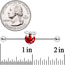 Load image into Gallery viewer, 14G Red Gem Precious Holiday Ornament Industrial Barbell 38mm
