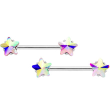 Load image into Gallery viewer, 14G 9/16 1/2 Aurora Star Gem BCR Barbell Nipple Ring Set
