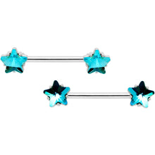 Load image into Gallery viewer, 14G 9/16 1/2 Blue Star Gem BCR Barbell Nipple Ring Set
