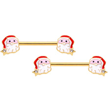 Load image into Gallery viewer, 14G 1/2 Gold Tone Santa Captive Barbell Nipple Ring Set of 4
