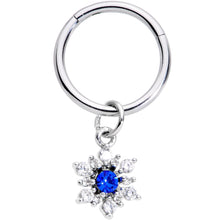 将图片加载到图库查看器，16G 3/8 Blue Clear Snowflake Hinged Dangle Segment Ring
