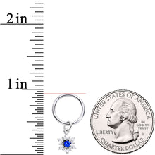 将图片加载到图库查看器，16G 3/8 Blue Clear Snowflake Hinged Dangle Segment Ring
