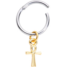 将图片加载到图库查看器，16G 3/8 Gold Tone Egyptian Ankh Hinged Dangle Segment Ring

