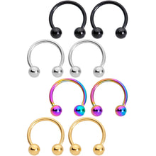 Load image into Gallery viewer, 16G 3/8 Color Variety Horseshoe Curved Barbell Set of 8
