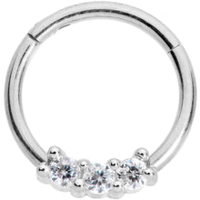 Load image into Gallery viewer, 16G 3/8 Clear CZ Gem Trio Hinged Segment Ring
