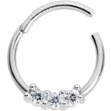 Load image into Gallery viewer, 16G 3/8 Clear CZ Gem Trio Hinged Segment Ring
