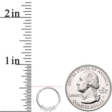 Load image into Gallery viewer, 16G 3/8 Clear CZ Gem Trio Hinged Segment Ring
