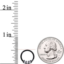 Load image into Gallery viewer, 16G 3/8 Clear CZ Gem Black Trio Hinged Segment Ring
