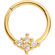 Load image into Gallery viewer, 16G 3/8 Clear CZ Gem Gold Tone Quad Rhombus Hinged Segment Ring
