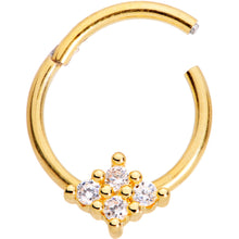 Load image into Gallery viewer, 16G 3/8 Clear CZ Gem Gold Tone Quad Rhombus Hinged Segment Ring
