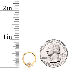 Load image into Gallery viewer, 16G 3/8 Clear CZ Gem Gold Tone Quad Rhombus Hinged Segment Ring
