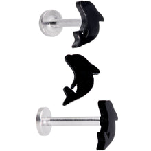 Load image into Gallery viewer, 16G 5/16 Leaping Dolphins Labret Monroe Tragus Set of 4
