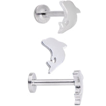 Load image into Gallery viewer, 16G 5/16 Leaping Dolphins Labret Monroe Tragus Set of 4
