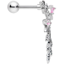 Load image into Gallery viewer, 16G 1/4 Pink Gem Sprig of Springtime Left Ear Cartilage Earring
