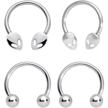 将图片加载到图库查看器，14G 13mm Outer Space Aliens Horseshoe Nipple Ring Set
