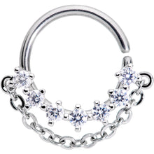 将图片加载到图库查看器，16G 3/8 Clear CZ Gem Chain Dangle Seamless Circular Ring
