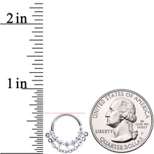 将图片加载到图库查看器，16G 3/8 Clear CZ Gem Chain Dangle Seamless Circular Ring
