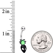 将图片加载到图库查看器，Green Black Sneaky Pineapple Alien Belly Ring
