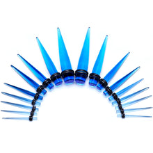Load image into Gallery viewer, 14 to 00G Light Blue Acrylic Straight Taper 18 Piece Stretching Kit
